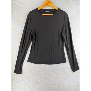 BTFBM Women’s XL Black Long Sleeve Crew Neck Basic Top Shirt 3703